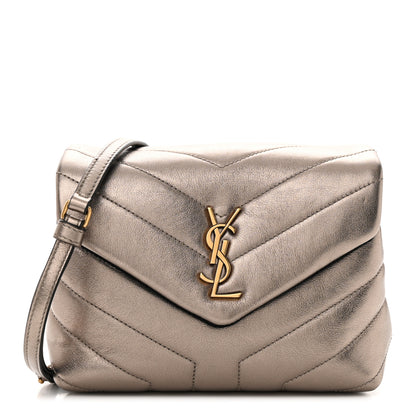 Saint Laurent Metallic Calfskin Y Quilted Monogram Toy Loulou Crossbody Bag Piombo 1 of 12