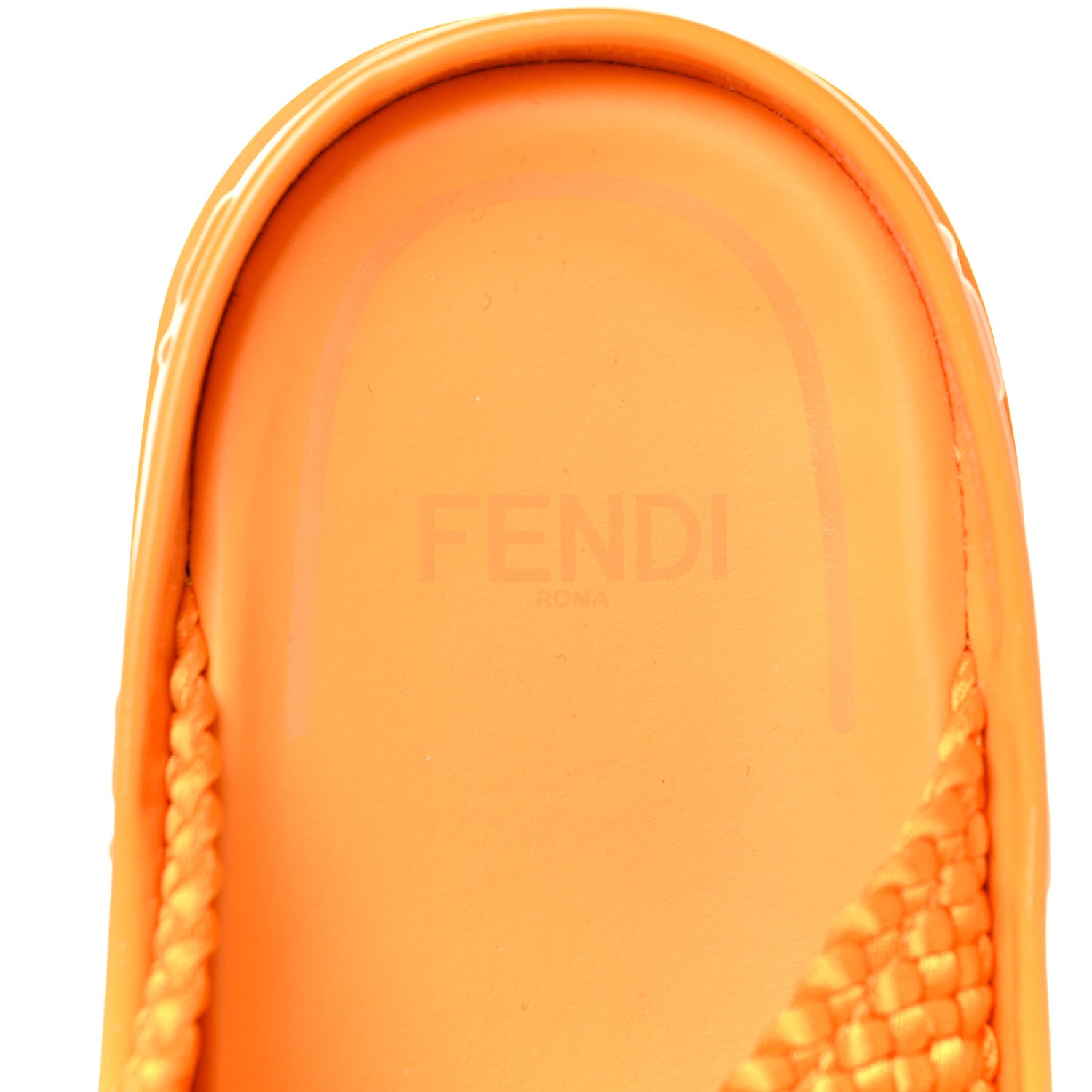 Fendi Raffia Rubber FF Woven Reflections Crisscross Slide Sandals 38 Arancio Clementina 9 of 10