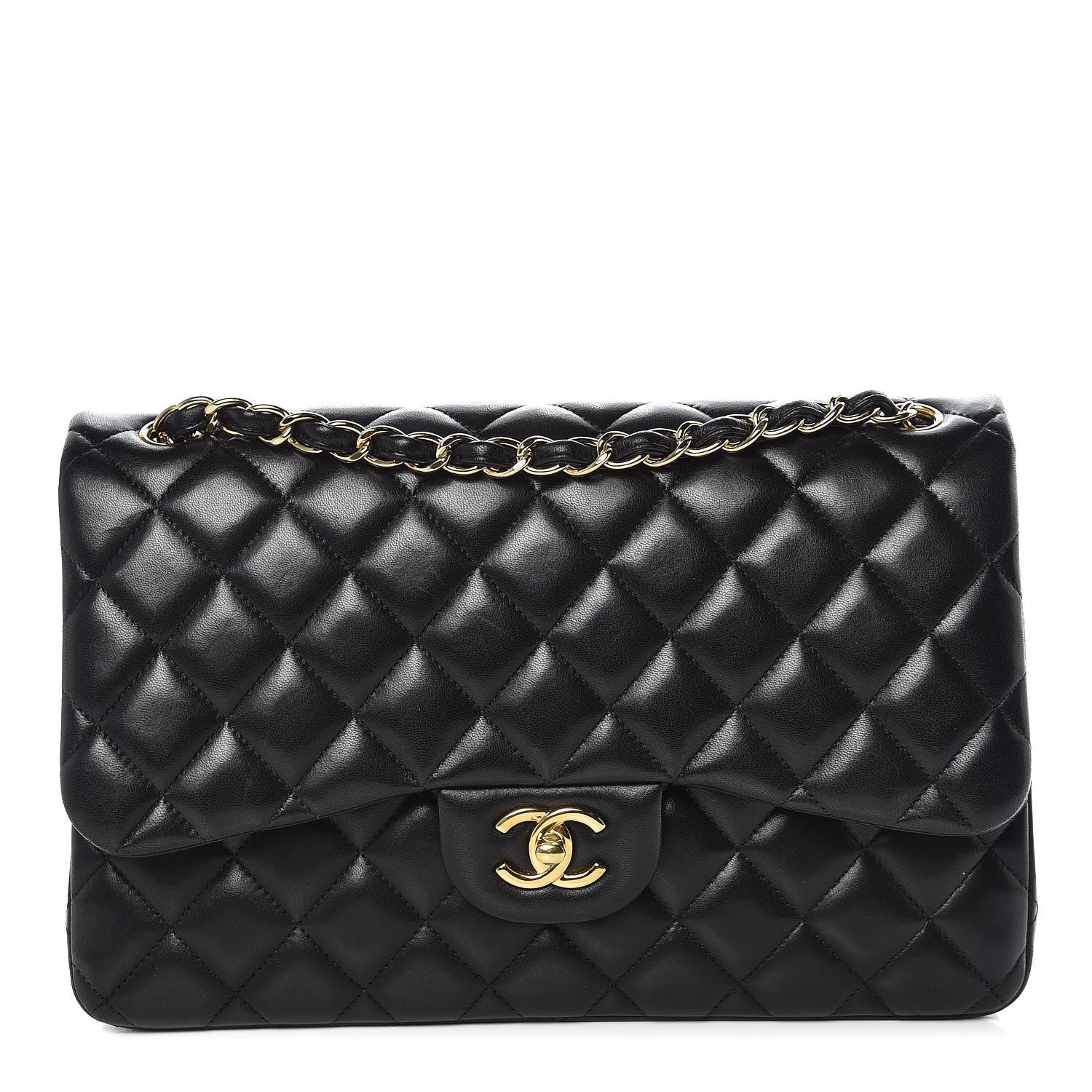 Chanel Lambskin Quilted Jumbo Double Flap Black 1 of 17