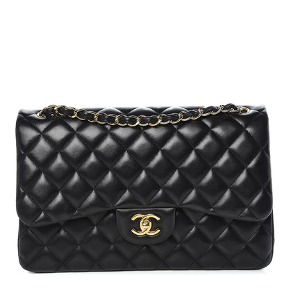 Chanel Lambskin Quilted Jumbo Double Flap Black 1 of 17