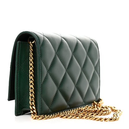 Alexander McQueen Calfskin Quilted Skull Small Chain Crossbody Bag Green 3 of 10