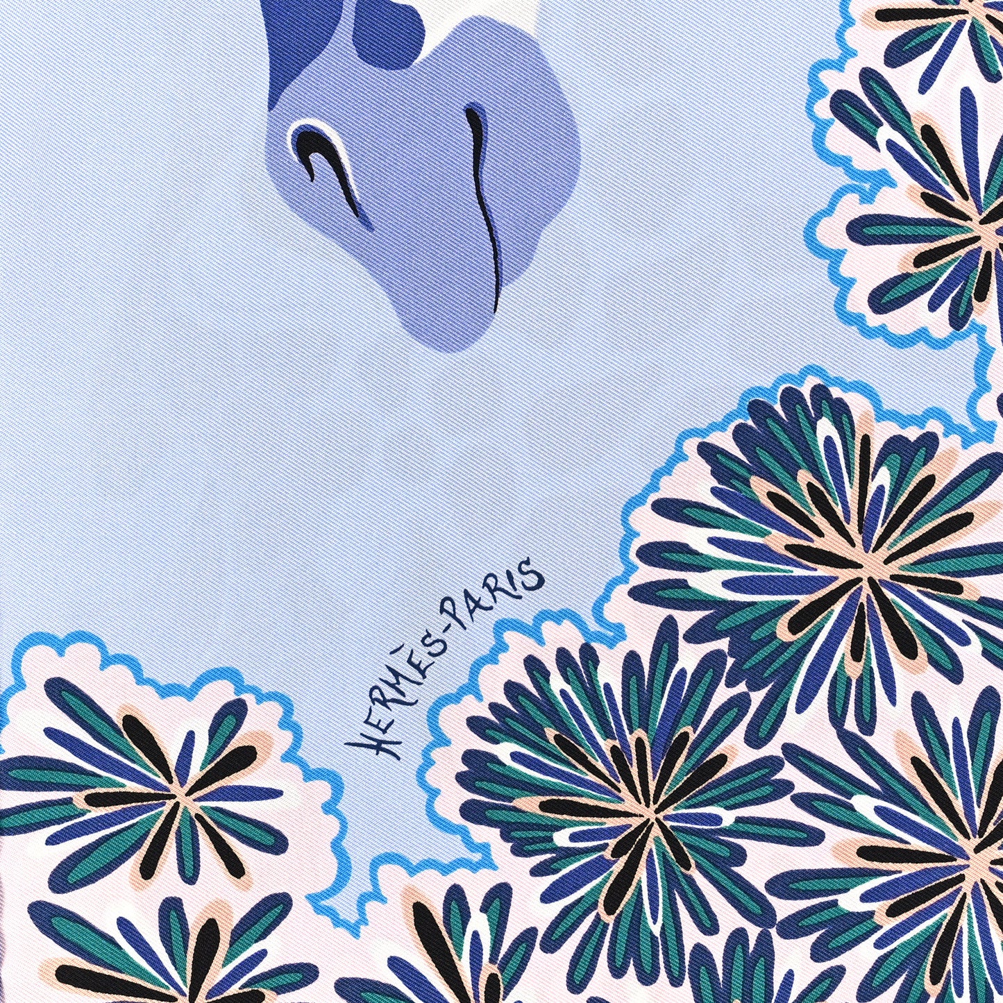 Silk The Three Graces Zoom Scarf 45 Bleu Ciel Encre Vert