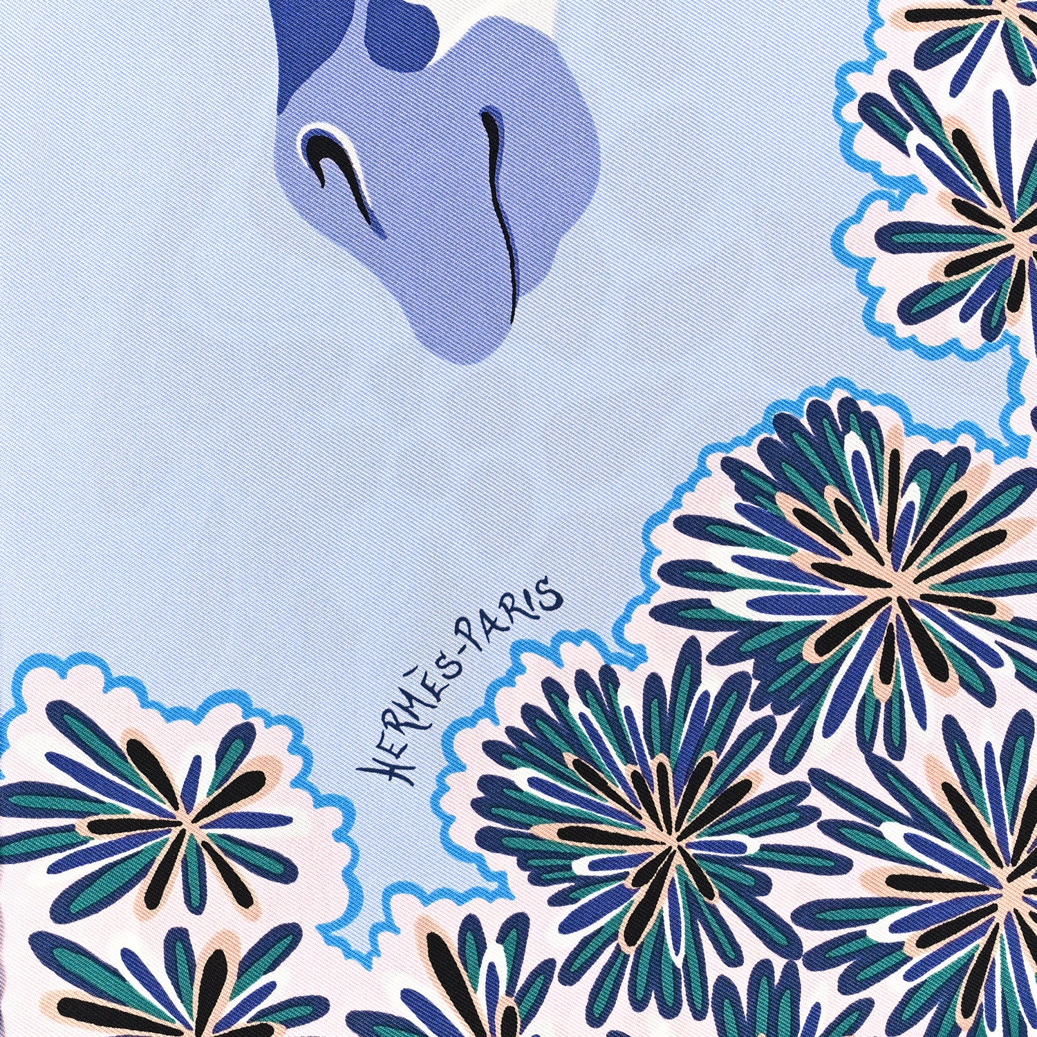 Hermes Silk The Three Graces Zoom Scarf 45 Bleu Ciel Encre Vert 2 of 3