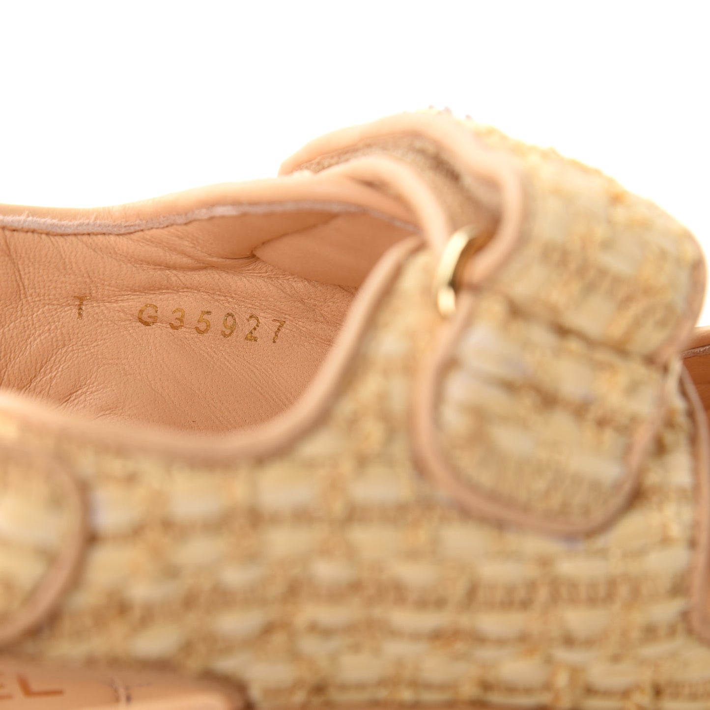 Raffia Pearl Velcro Dad Sandals 37 Beige