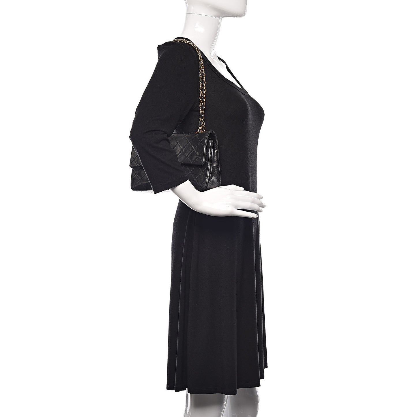 Lambskin Quilted Small Double Flap Black