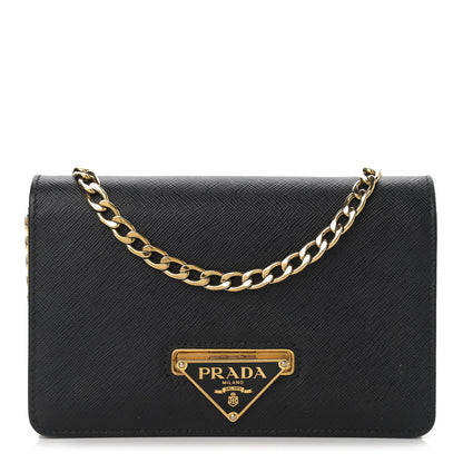 Prada Saffiano Bandoliera Flip Lock Chain Crossbody Bag Black 1 of 11
