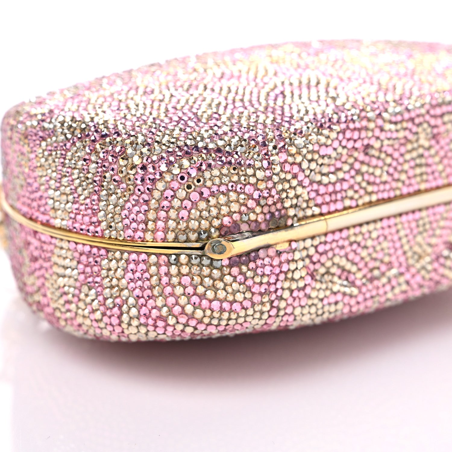Judith Leiber Swarovski Crystal Minaudiere Clutch Pink Gold 7 of 8
