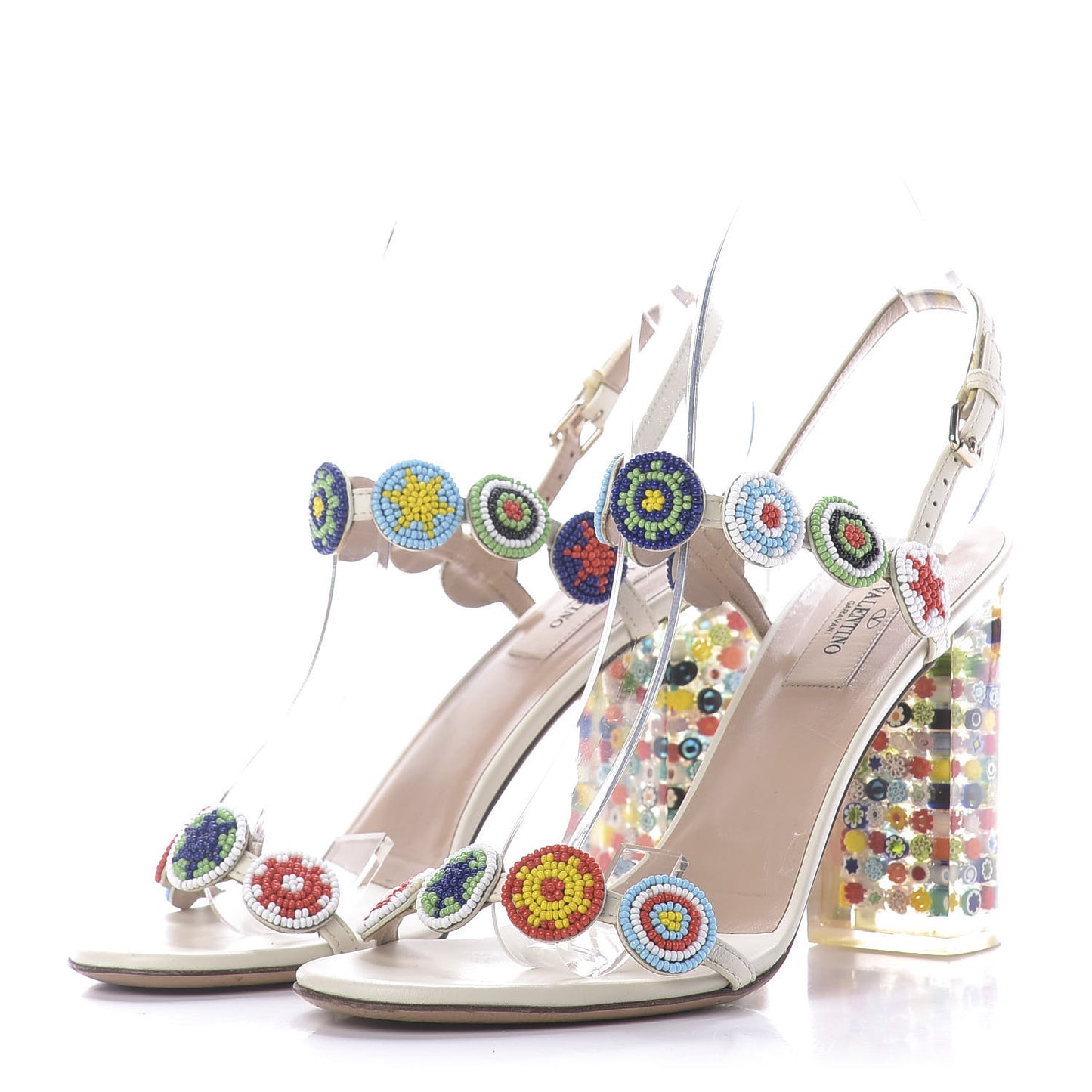 Nappa Beaded Medallion Sandals 37.5 White