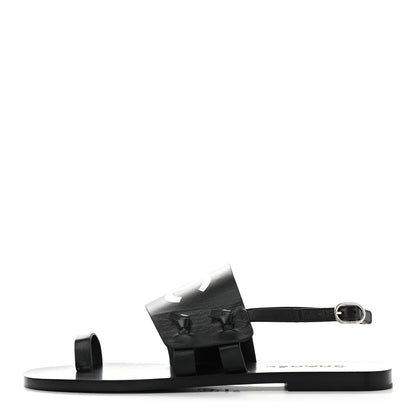 Chanel Goatskin CC Sandals 40.5 Black 1 of 8