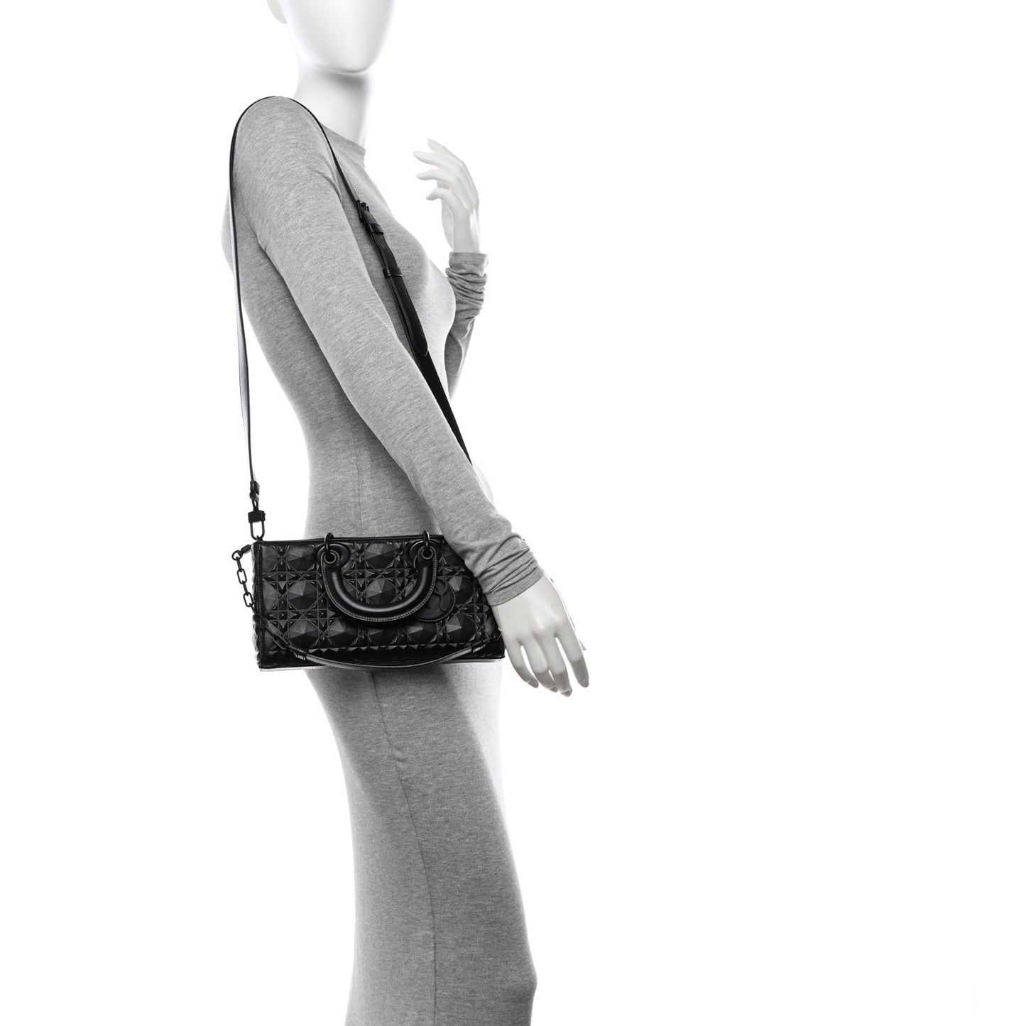 Calfskin Cannage Diamond Medium Lady D-Joy Black