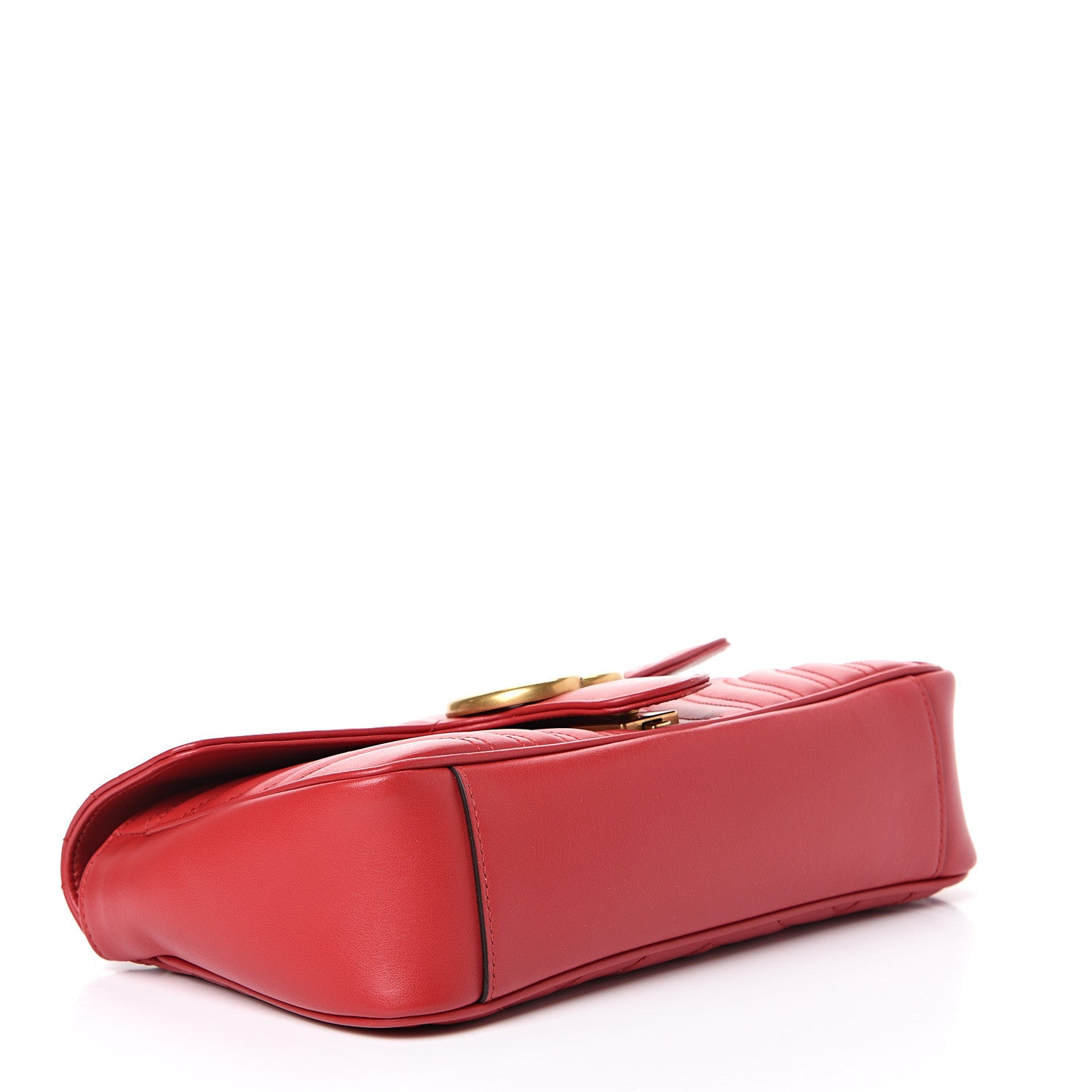 Gucci Calfskin Matelasse Small GG Marmont Shoulder Bag Hibiscus Red 3 of 13