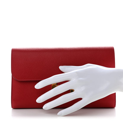 Hermes Epsom Constance Long Wallet Rouge Casaque 2 of 8