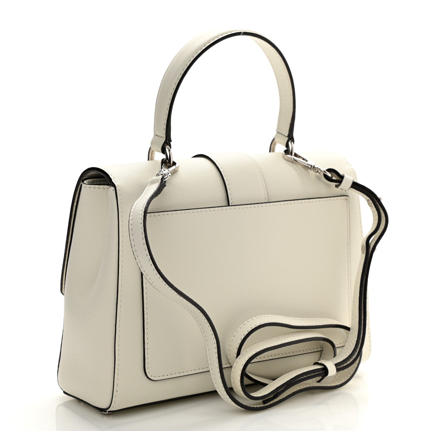 Jimmy Choo Calfskin Crystal Medium Cheri Top Handle Bag Milk 3 of 11
