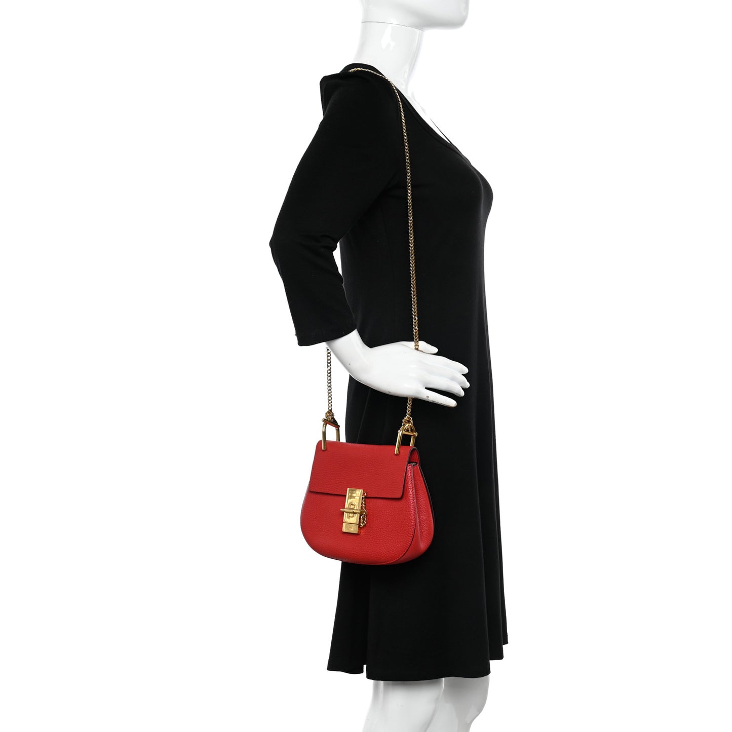 Grained Lambskin Mini Drew Shoulder Bag Plaid Red