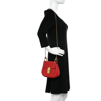 Chloe Grained Lambskin Mini Drew Shoulder Bag Plaid Red 2 of 12