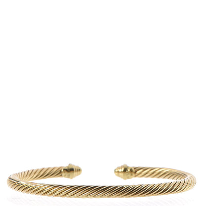 David Yurman 18K Yellow Gold Diamond 4mm Kids Cable Bracelet 3 of 5