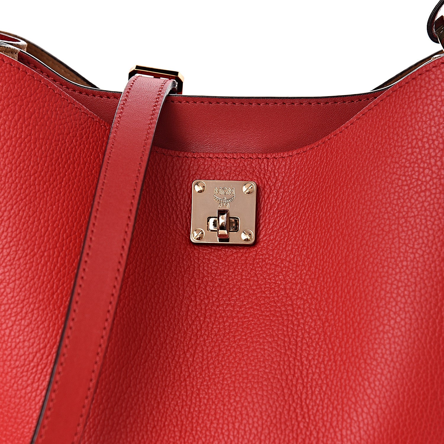 MCM Grained Calfskin Medium Milla Hobo Ruby Red 11 of 11