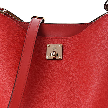 MCM Grained Calfskin Medium Milla Hobo Ruby Red 11 of 11