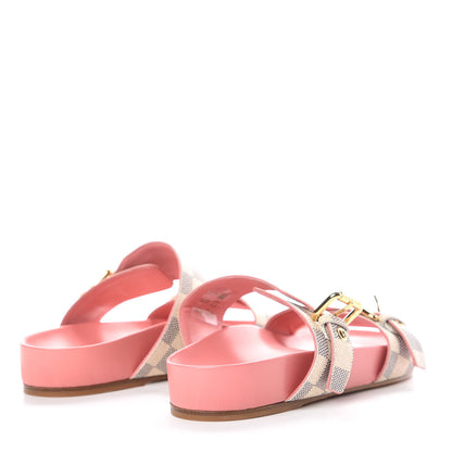 Louis Vuitton Damier Azur Bom Dia Flat Mules 37 Rose Clair 4 of 9