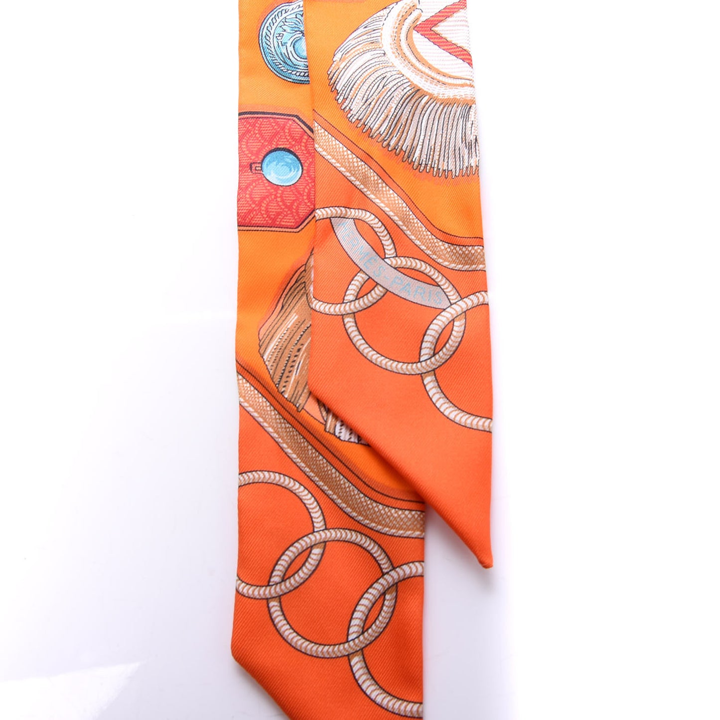 Silk Epaulettes Twilly Orange Turquoise Vert
