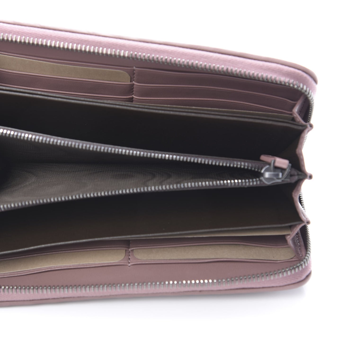 Nappa Intrecciato Zip Around Wallet Deco Rose