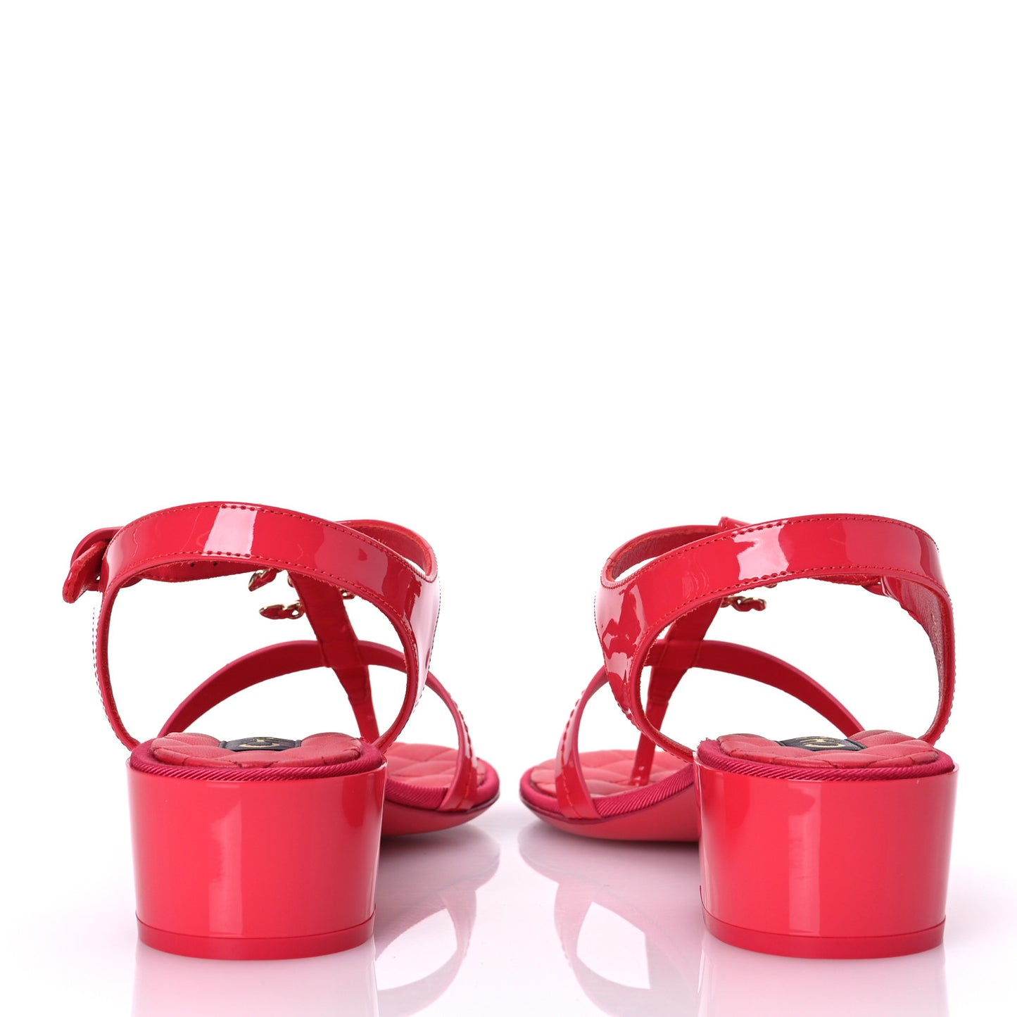 Patent CC Logo Thong Sandals 38.5 Red
