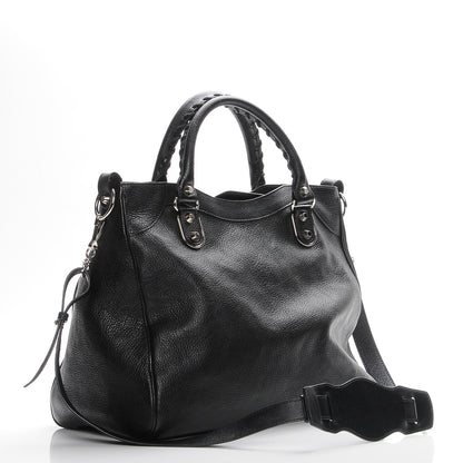 Balenciaga Chevre Silver Metallic Edge Hardware Velo Black 4 of 8