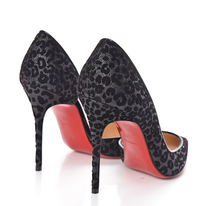 Christian Louboutin Floque Patent Glitter Leo Iriza 100 Pumps 36 Black 4 of 8