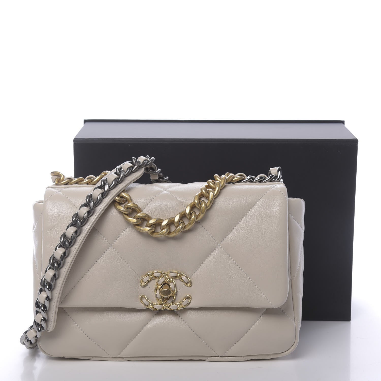 Chanel Goatskin Quilted Medium 19 Flap Beige 11 of 11