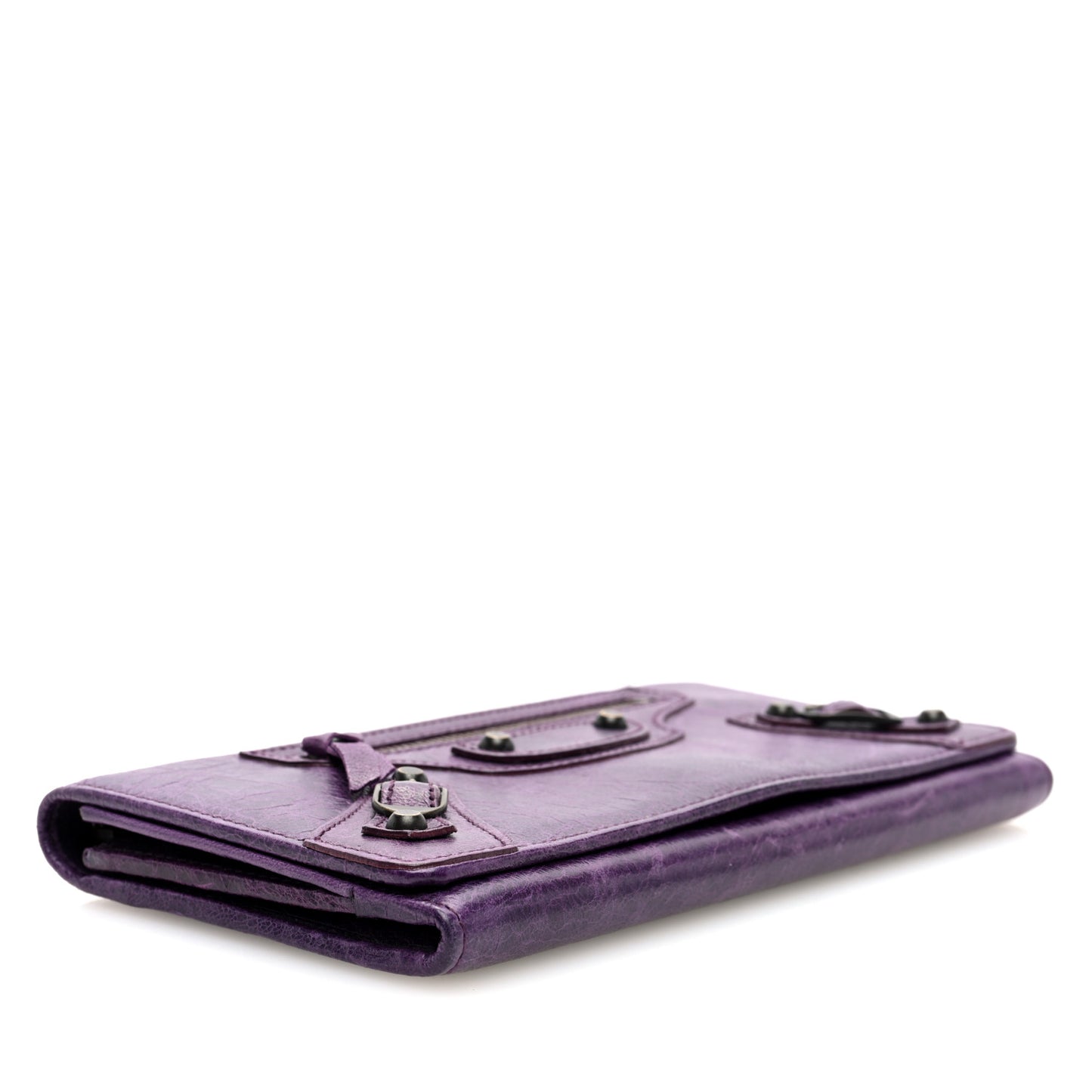 Agneau Classic Hardware Continental Zip Around Wallet Violet