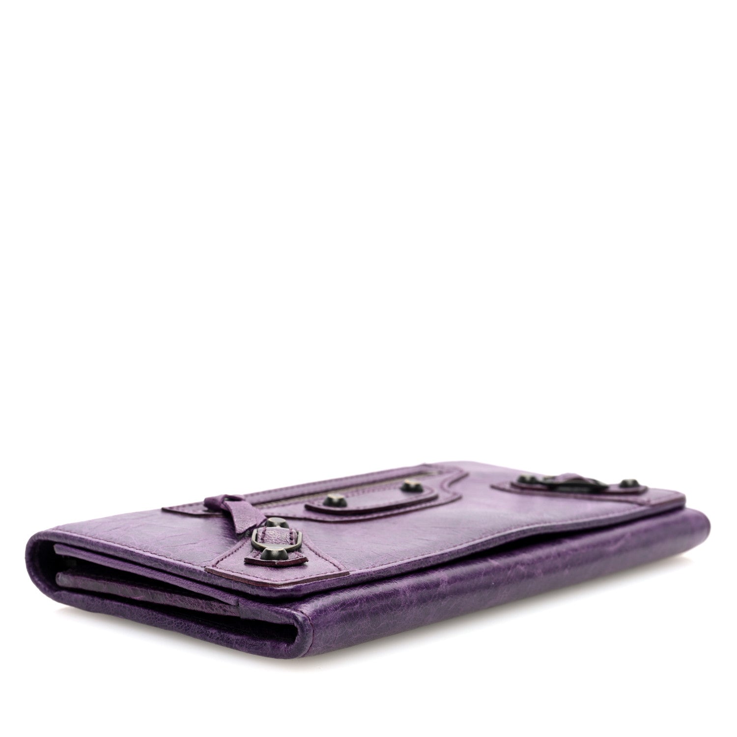Balenciaga Agneau Classic Hardware Continental Zip Around Wallet Violet 4 of 6