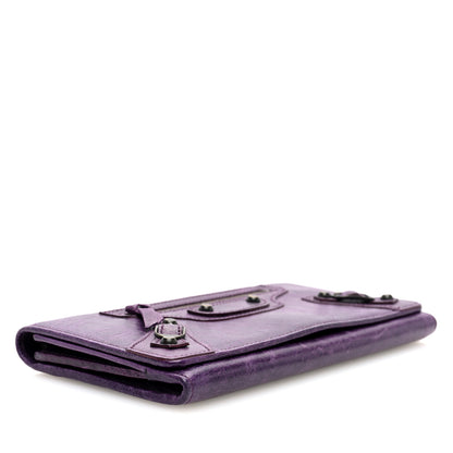 Balenciaga Agneau Classic Hardware Continental Zip Around Wallet Violet 4 of 6