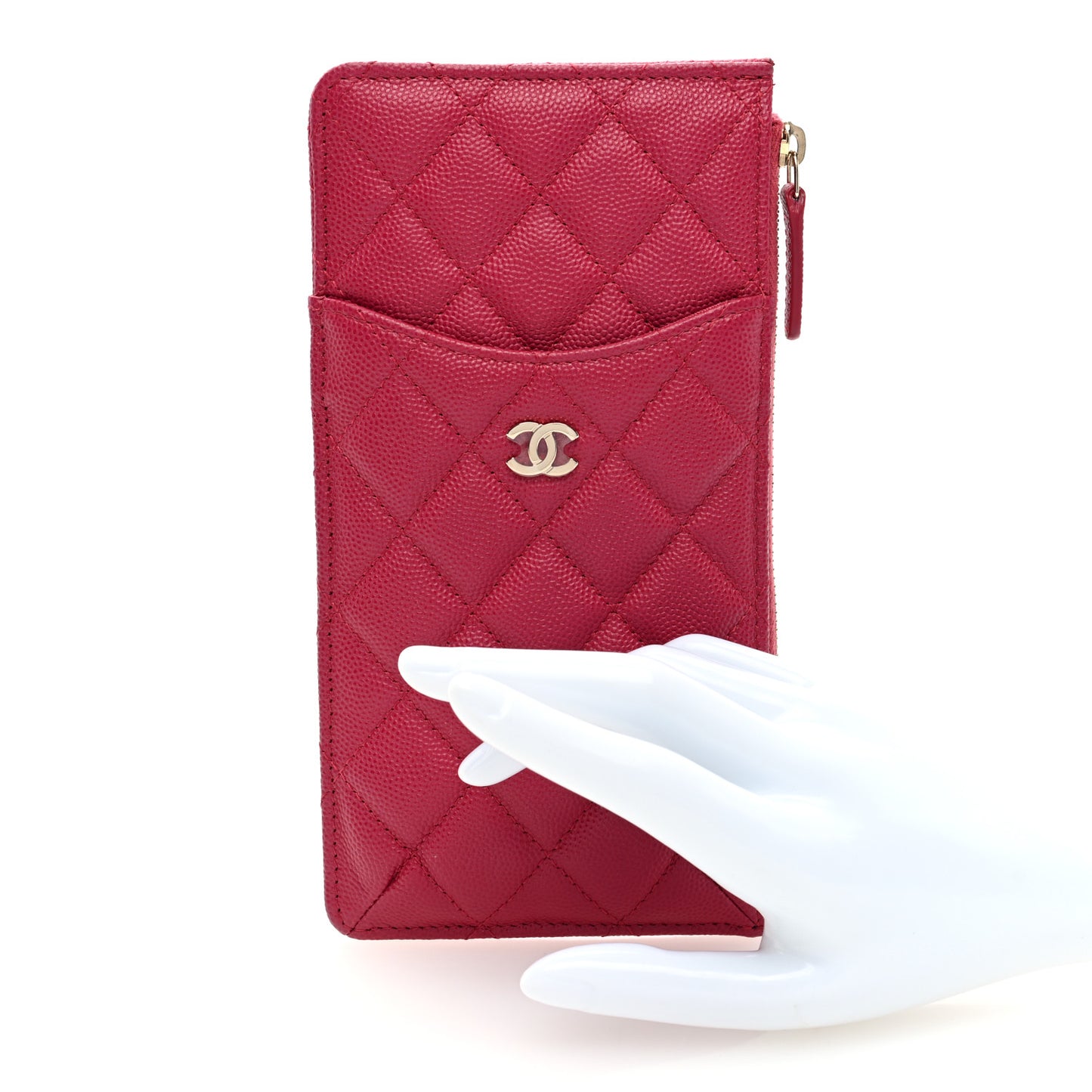 Caviar Quilted Classic Flat Wallet Pouch Pink