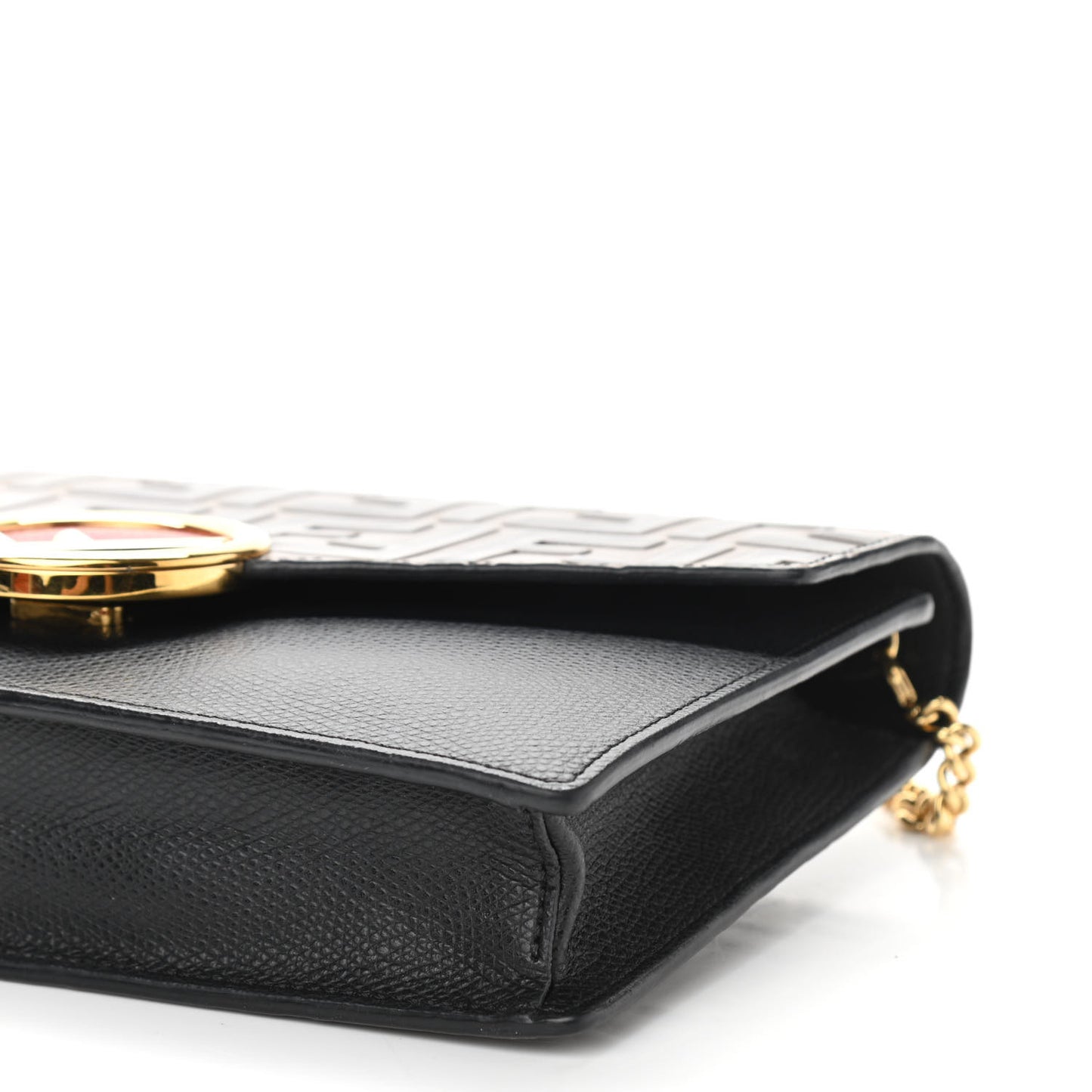 Vitello Cruise F is Fendi Bi-Color FF 1974 Embossed Medium Envelope Wallet On Chain Black Maya