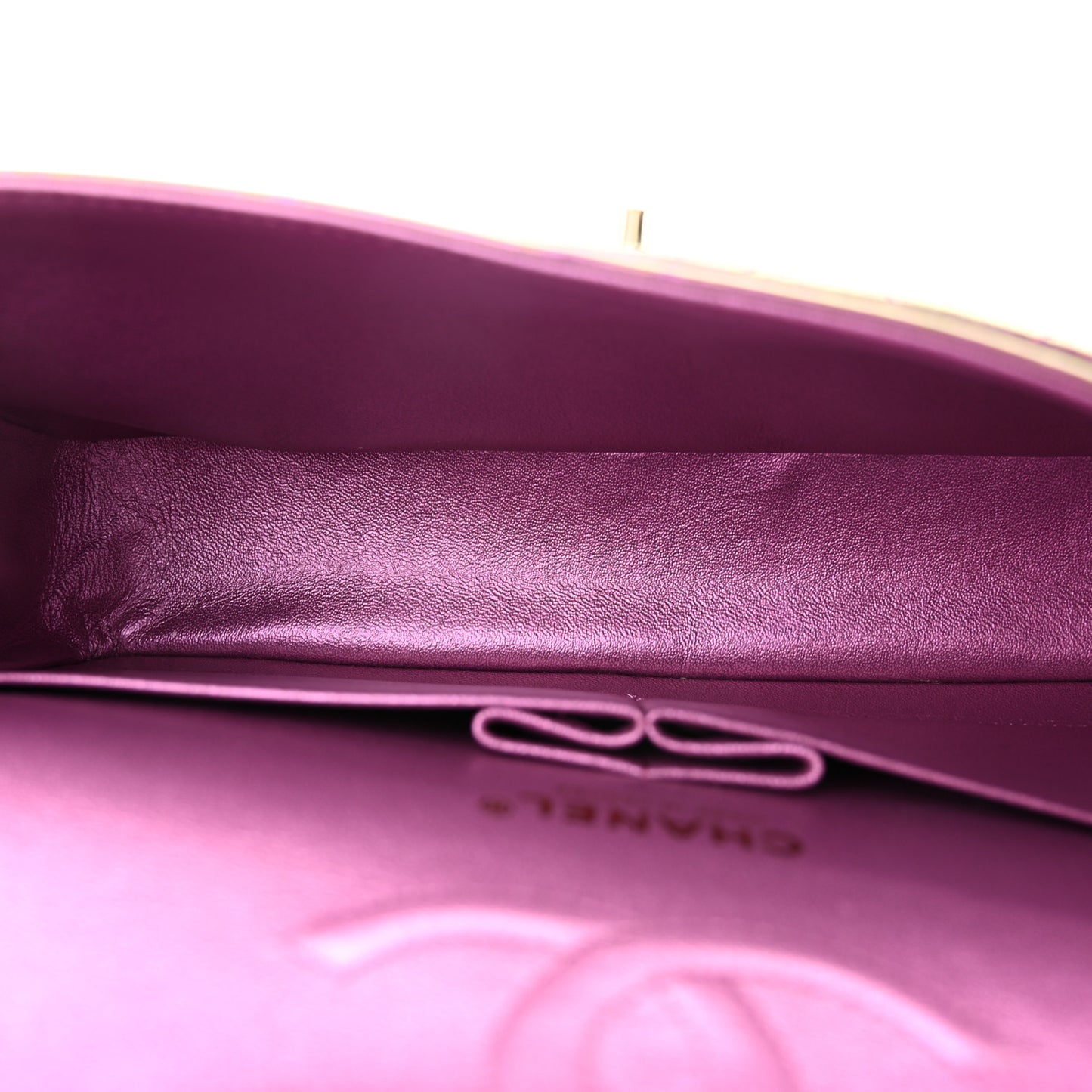 Iridescent Lambskin Quilted Medium Double Flap Purple