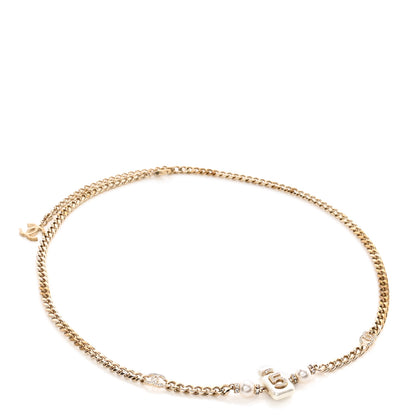 Chanel Pearl Resin Crystal CC No 5 Perfume Bottle Chain Belt Gold Pearly White 1 of 5