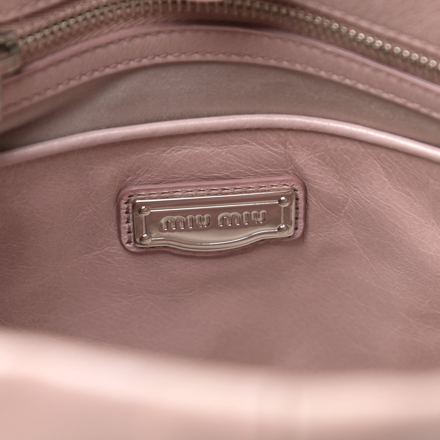 Miu Miu Vitello Lux Gathered Tote Mughetto 6 of 11