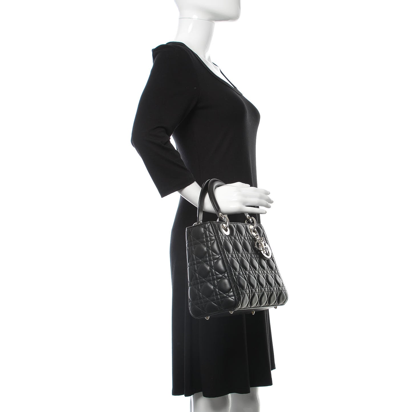 Lambskin Cannage Medium Lady Dior Black