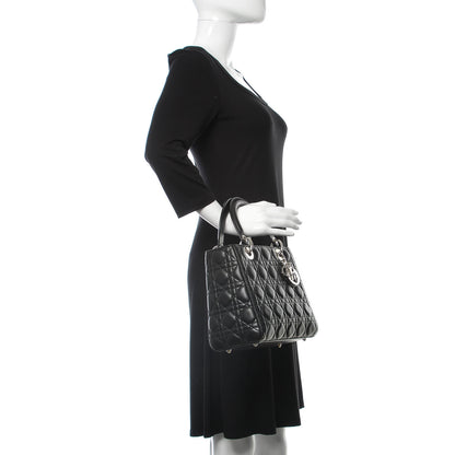 Christian Dior Lambskin Cannage Medium Lady Dior Black 3 of 14