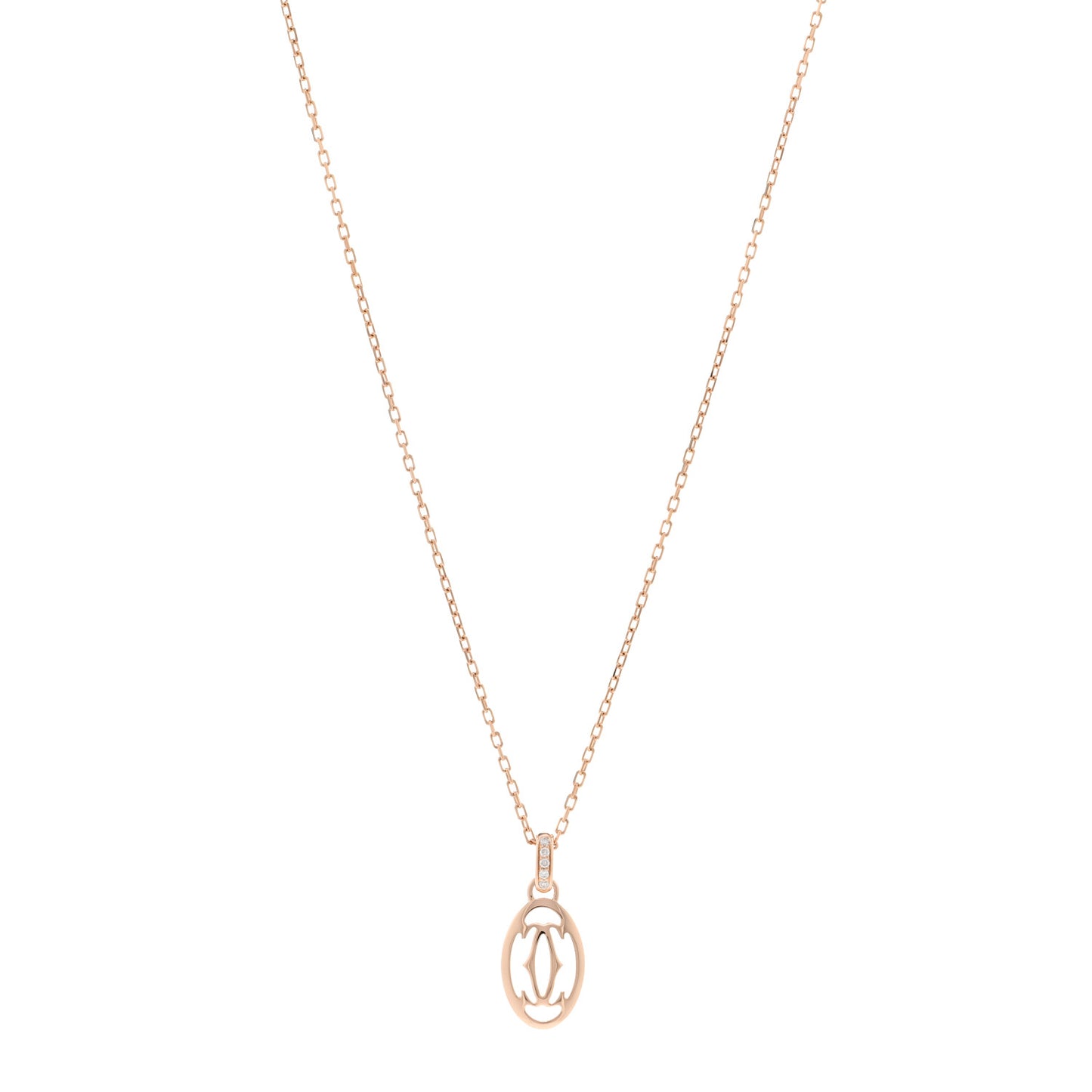 18K Pink Gold Diamond Logo Pendant Necklace
