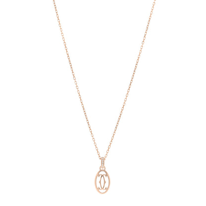 Cartier 18K Pink Gold Diamond Logo Pendant Necklace 1 of 5