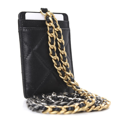 Chanel Goatskin Quilted Chanel 19 Card Holder On Chain Black 3 of 7