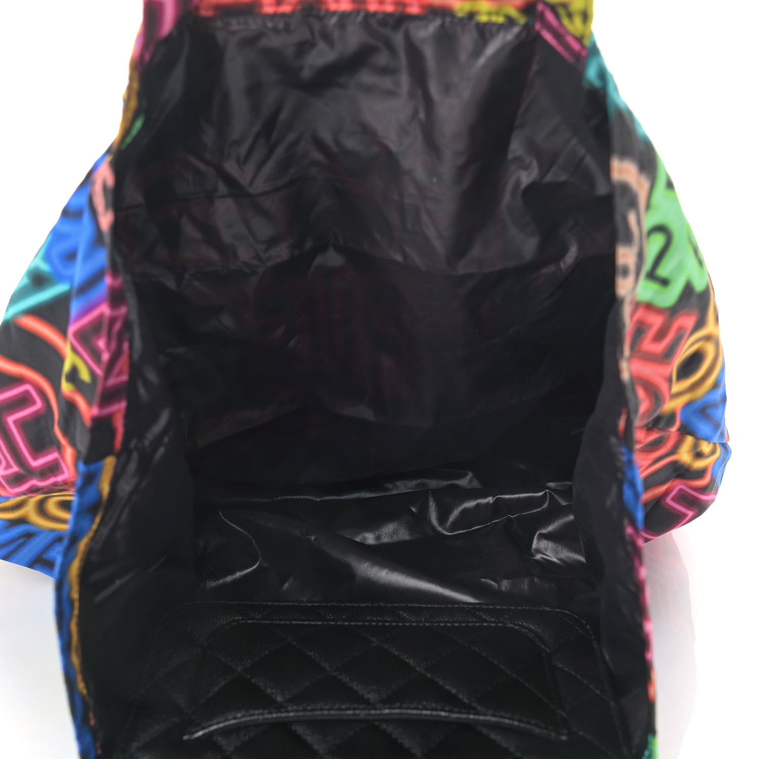 Chanel Caviar Fabric Graffiti Foldable Tote Bag With Chain Black Multicolor 9 of 18