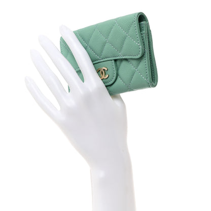 Chanel Caviar Quilted Flap Card Holder Wallet Light Green 2 of 8