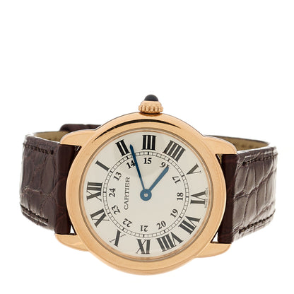 Cartier Stainless Steel 18K Pink Gold Alligator 29mm Ronde Solo Quartz Watch Brown 2 of 5
