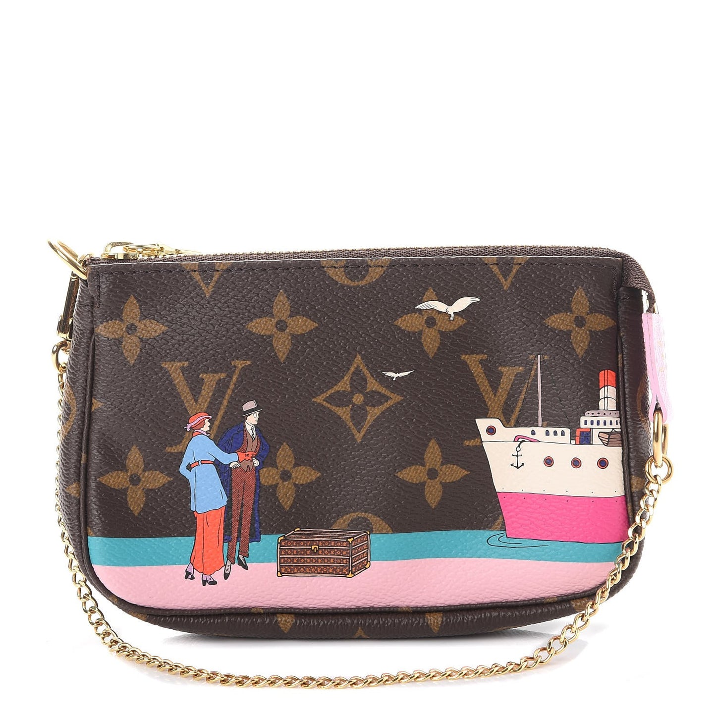 Monogram 2016 Christmas Animation Mini Pochette Accessories Rose Ballerine