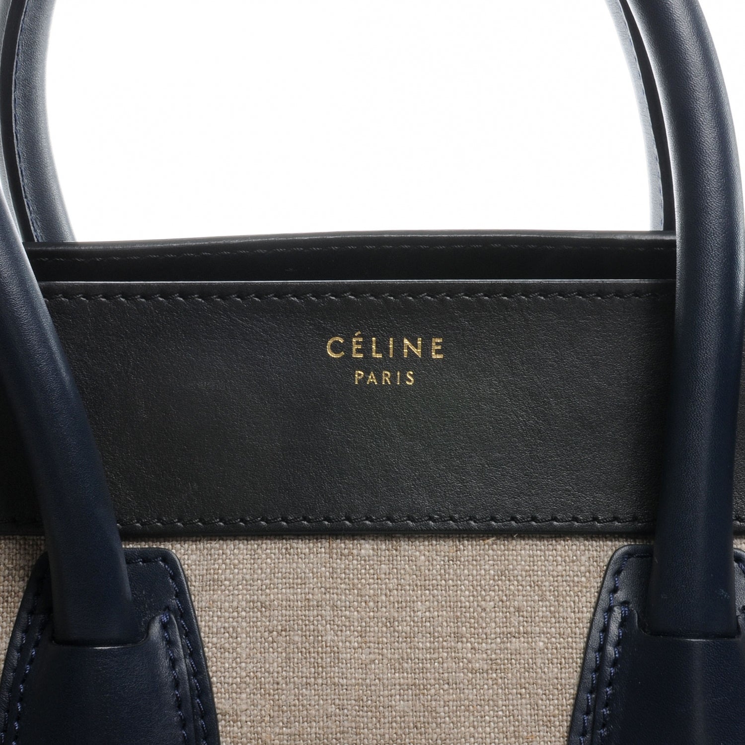 Celine Smooth Calfskin and Linen Mini Luggage Navy Black Khaki 4 of 8
