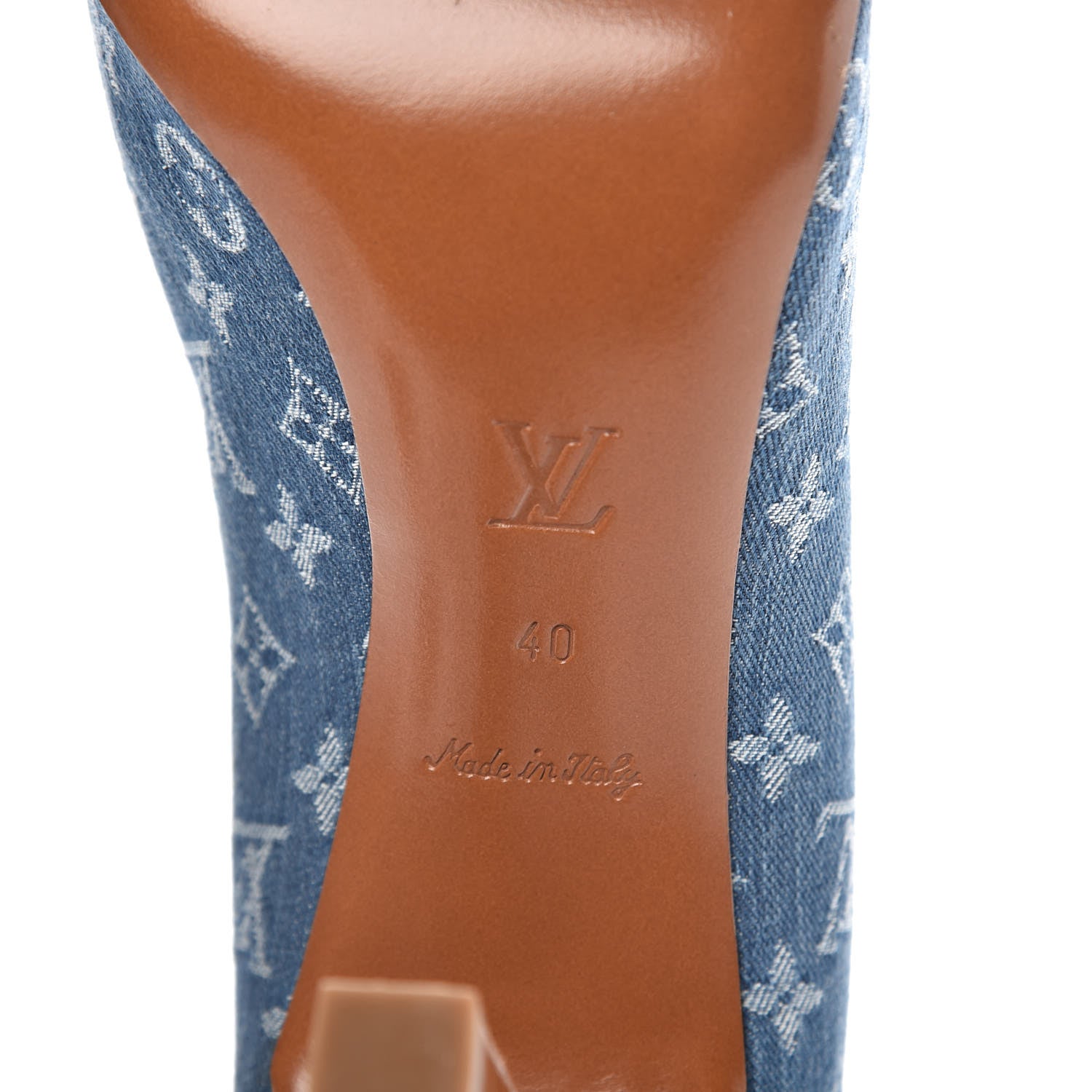 Louis Vuitton Denim Monogram Ginger Closed Pumps 40 Natural 7 of 9