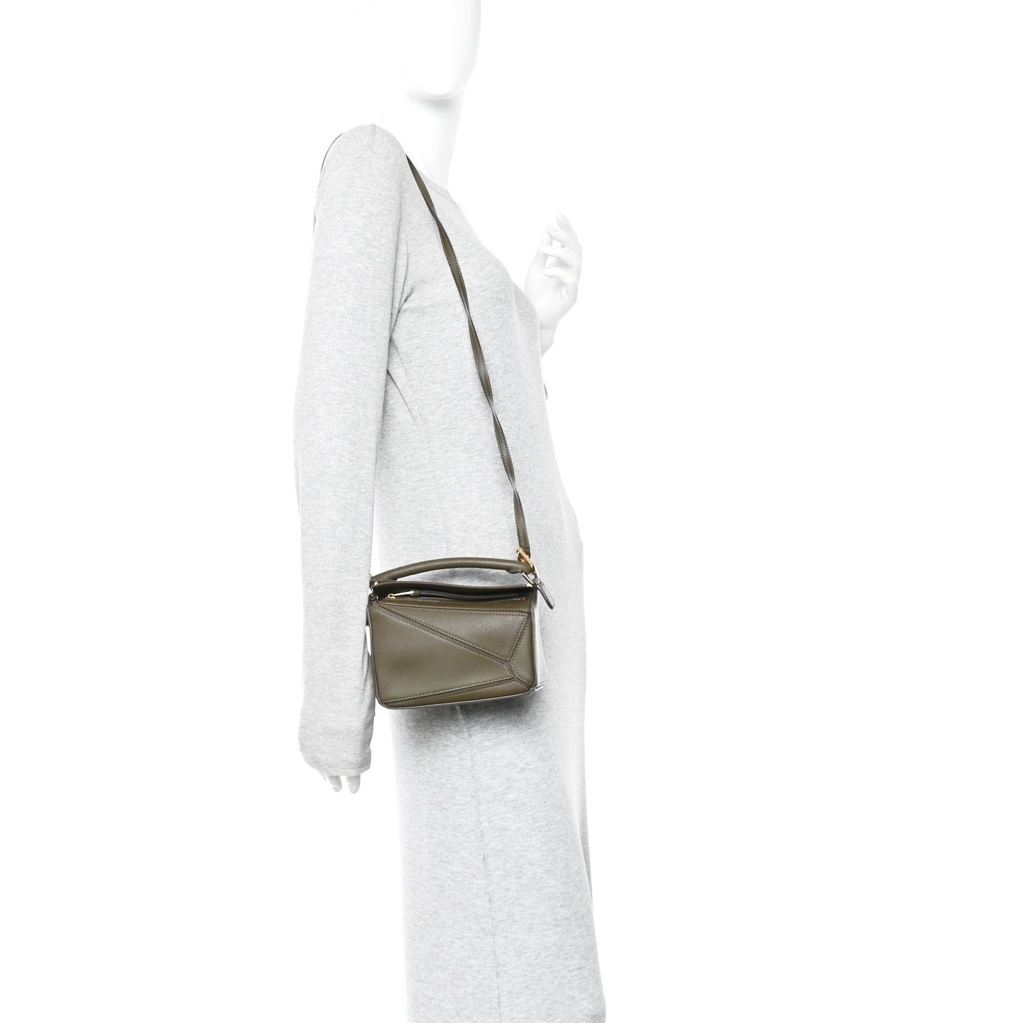 Calfskin Mini Puzzle Bag Khaki Green