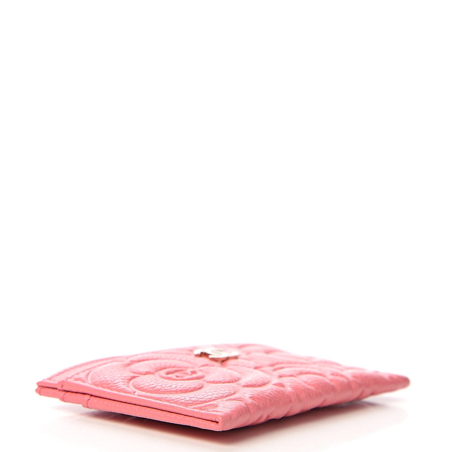Caviar Camellia Embossed Card Holder Pink